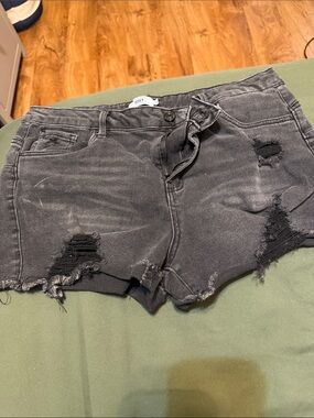 RIO Women's Black Distressed Denim Shorts